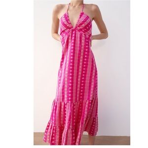 Zara openwork embroidered midi dress